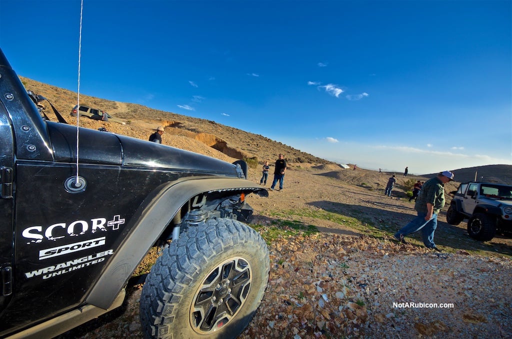 SCOR member Jeep in front of a mine near Victorville
