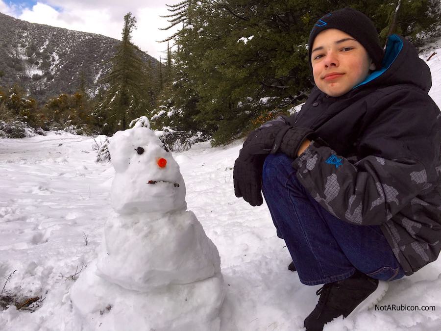 The snow-midget we built in the snow at Lytle Creek