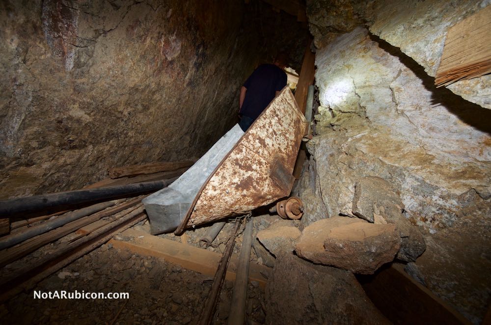 Ore cart abandoned in the Golden Egg Mine