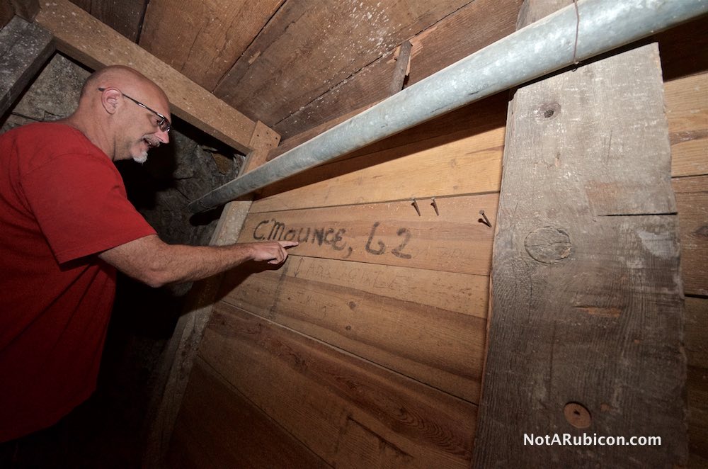 Mike Hayes inside a mine in the Old Dale Mining District