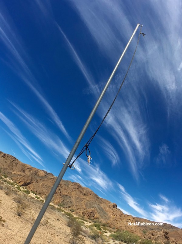 Flag pole for the "Bombing Range In Use" flag