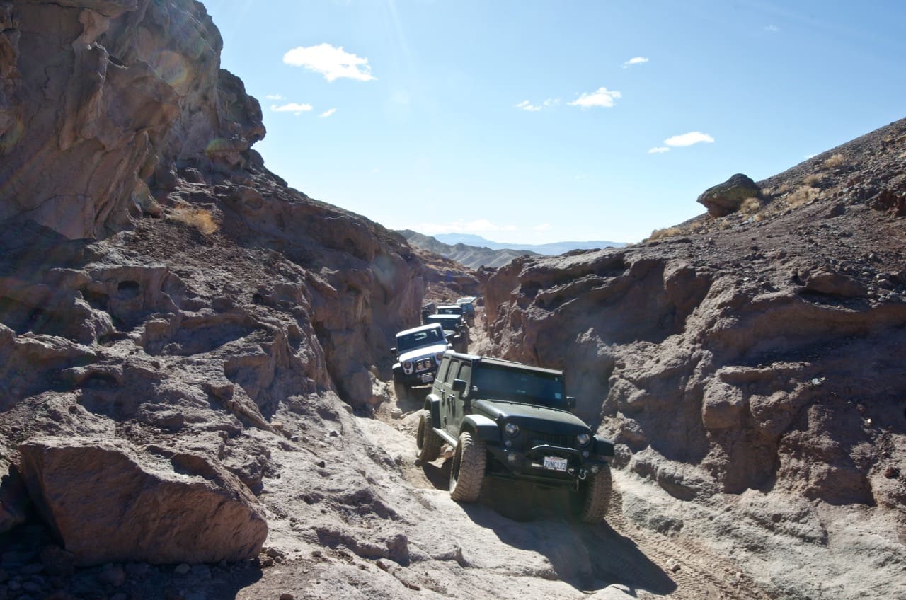 Group of Jeeps in Doran Canyon near Calico