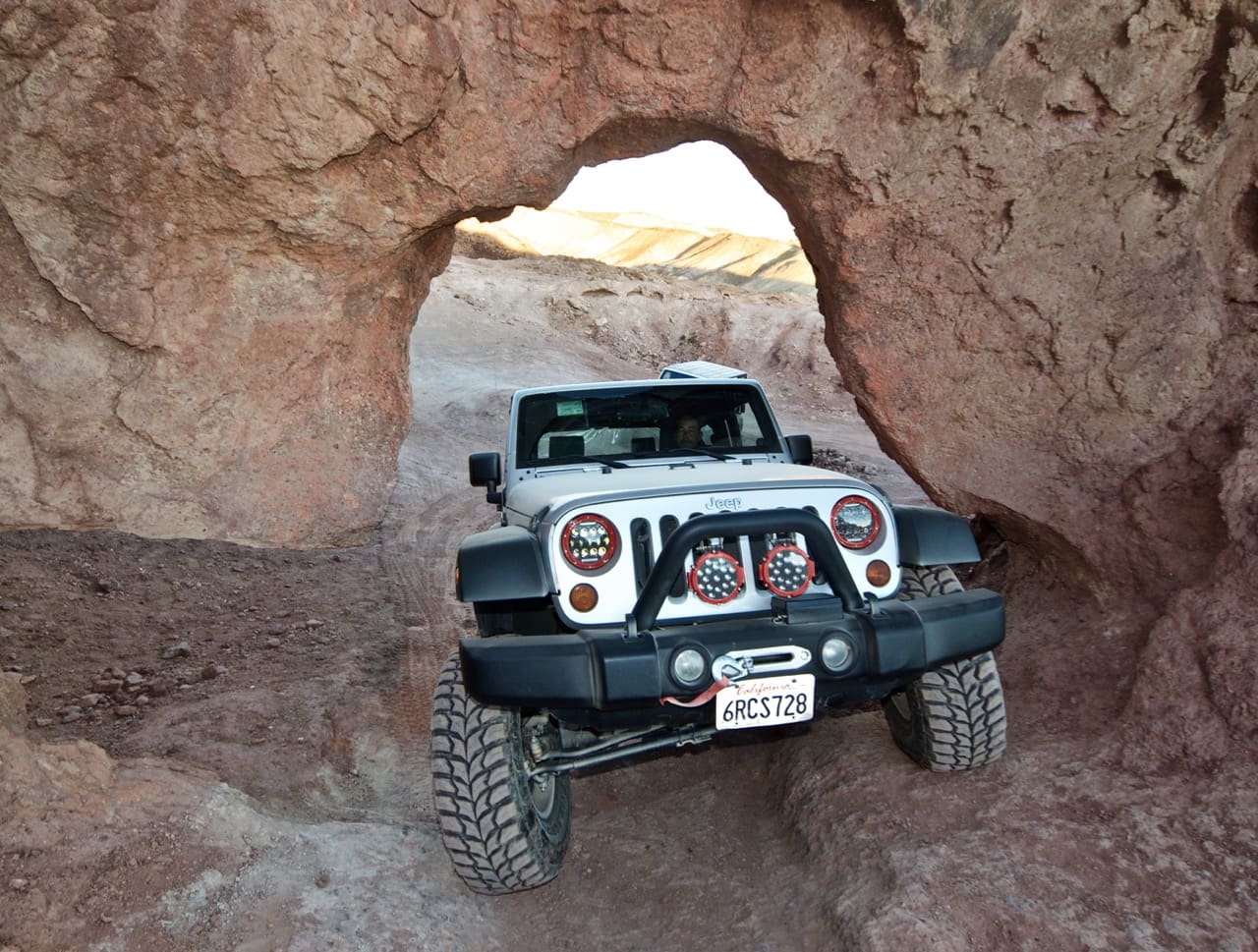 Jeep Wrangler in Kramer's Arch in the Calico Mountains